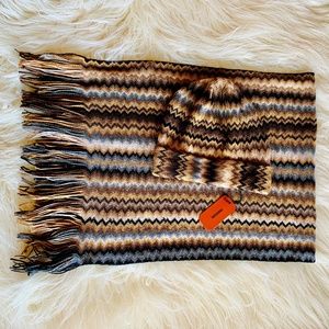 Brand New Missoni Multicolor Hat and Scarf/Wrap